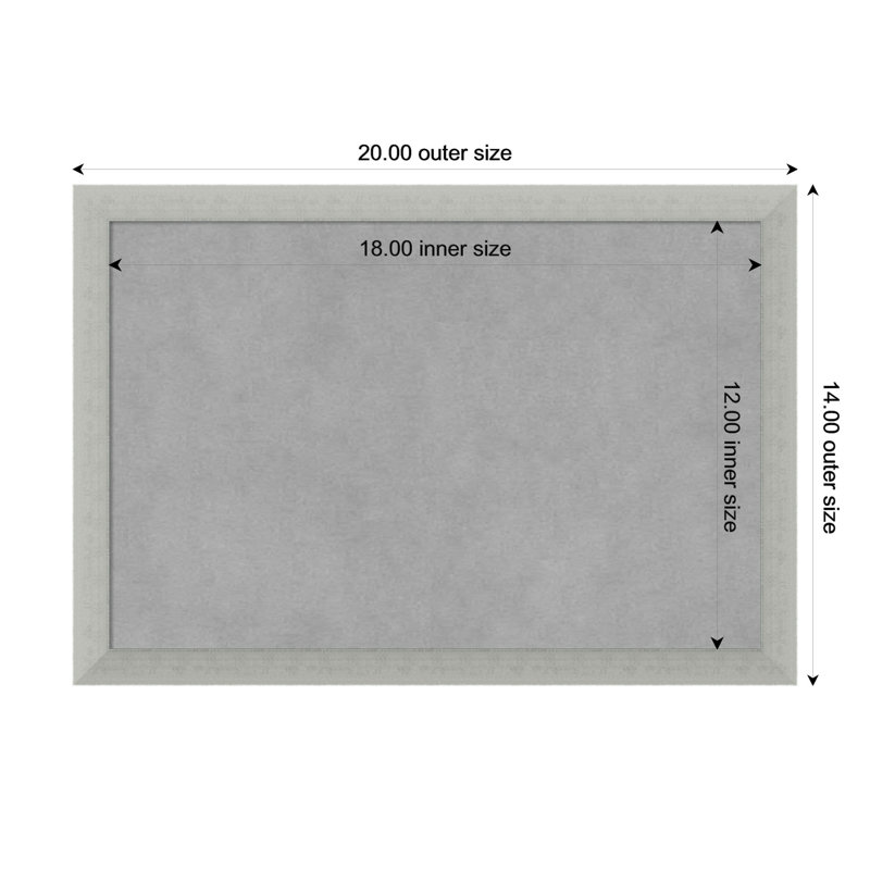 Tableau magnétique encadré feuille d'argent, 14" H x 20" W