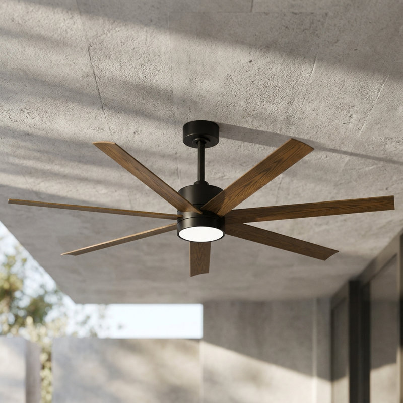 56" Outdoor Ceiling Fan With 7 Blades, Quiet Dc Motor, Dimmable 3 Color Led Light, Remote Control, And Multiple Downrods For Patio & Indoor Use