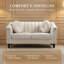 Canapé deux places Chesterfield 2 places en flanelle blanche de 152 cm (60 po), capitonné, avec garniture cloutée, structure en bois massif et mousse à mémoire de forme haute densité.