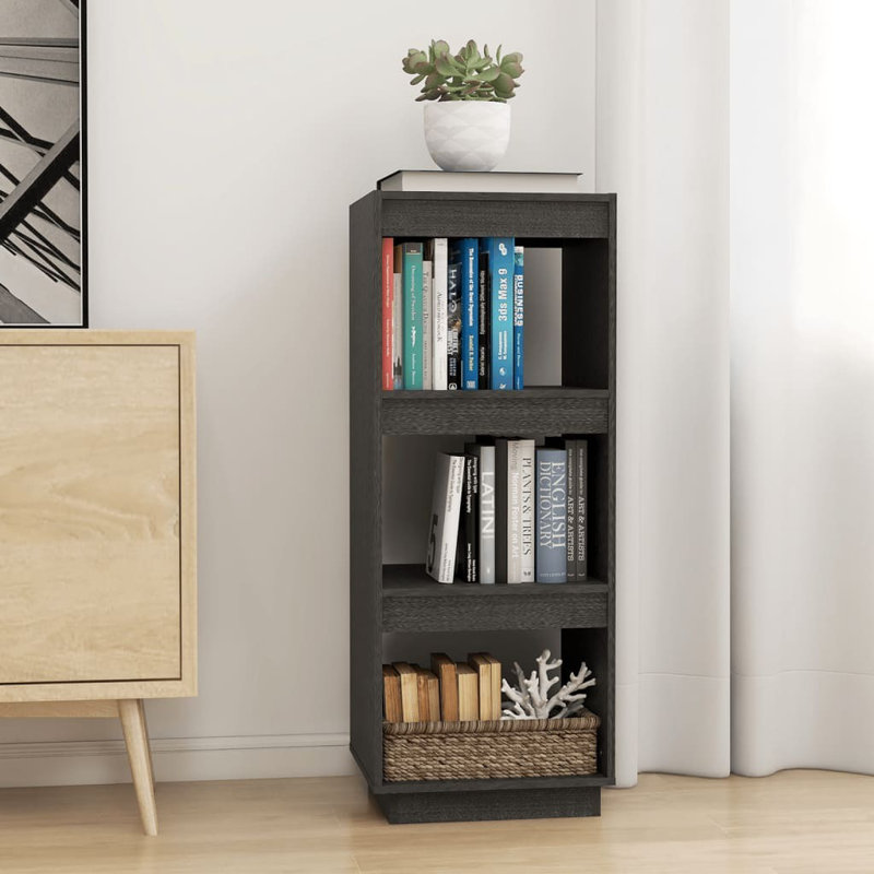 Gibora 103cm H x 40cm W Solid Wood Etagere Bookcase, Grey
