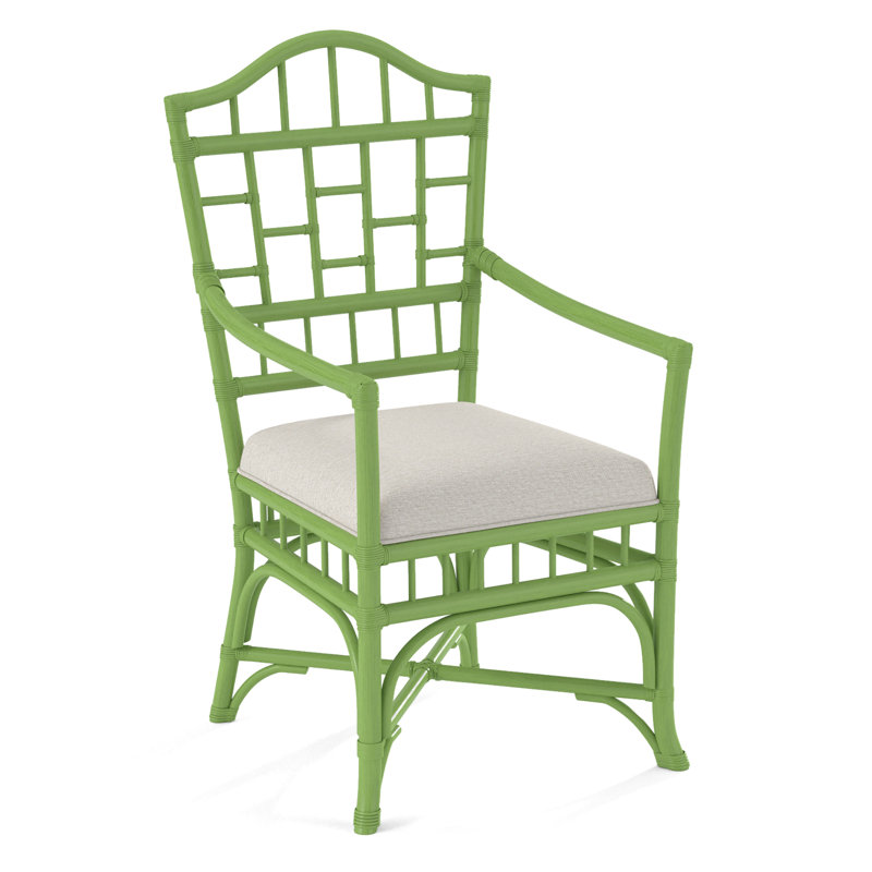Chippendale Upholstered Arm Chair, Greystone, White Performance Fabric; 0851-94