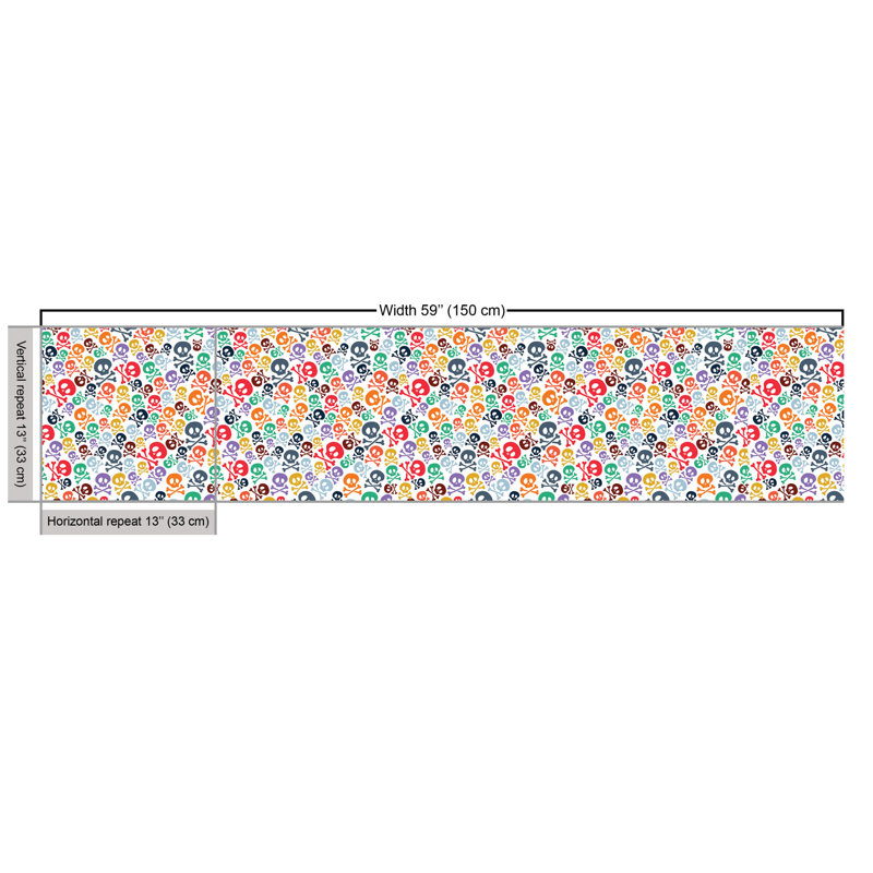 Analia Halloween Colourful Skulls and Crossbones Funny Fabric