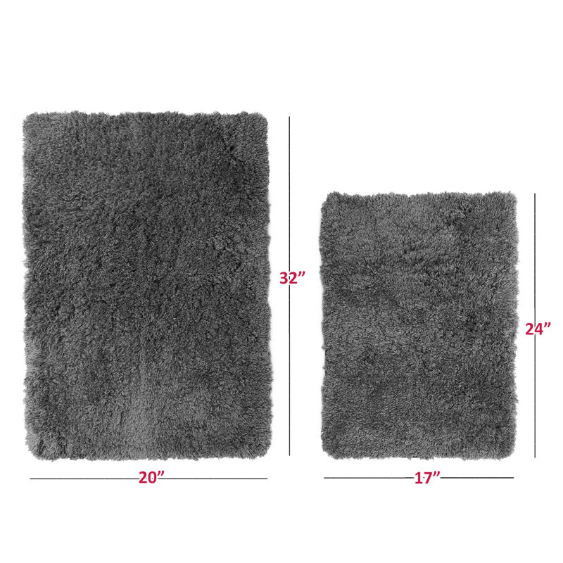 Ensemble de 2 tapis de salle de bain Kriner Luxury, Gris