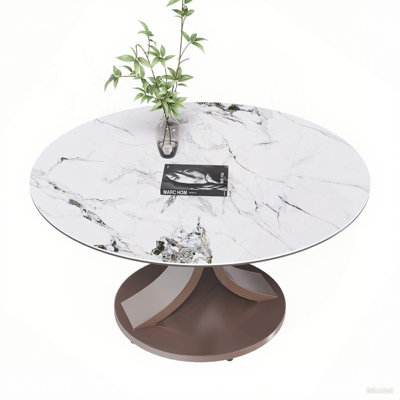 53" Round Dining Table, Scratch & Heat Resistant Sintered Stone Tabletop For Dining Room & Kitchen(Table Only)