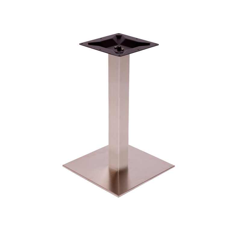 Base de table carrée en acier inoxydable brossé Elite