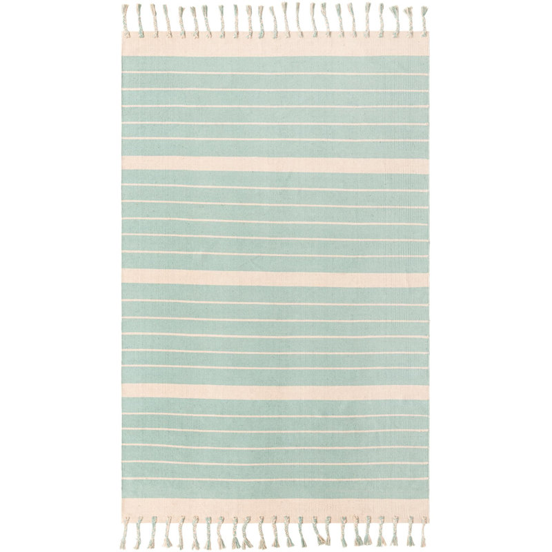 Yellville Cotton Striped Indoor Rug, Rectangle 6'1" x 9'