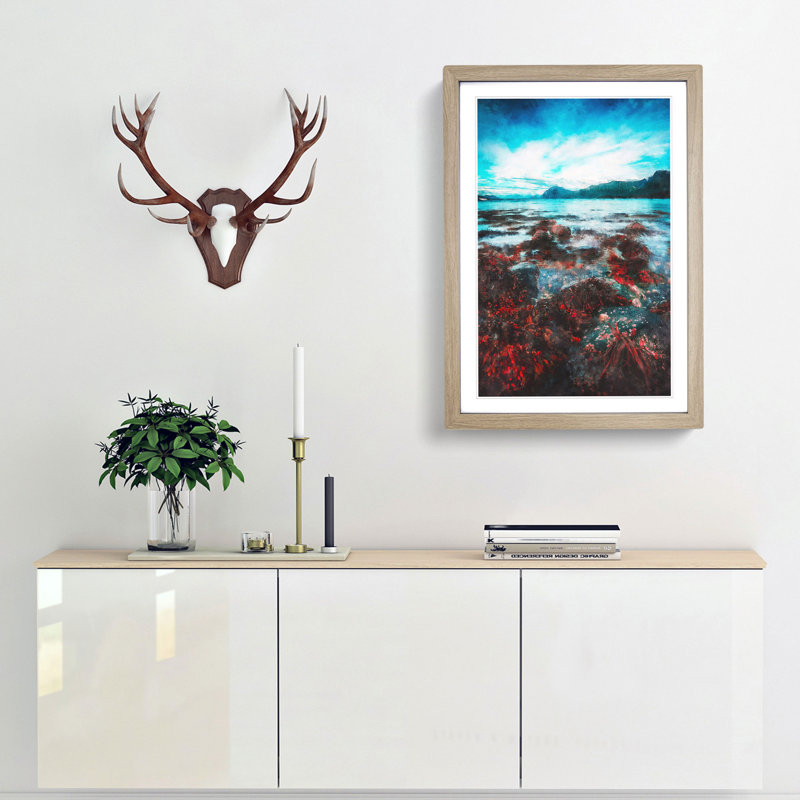 Hjorungavag in Norway - Framed Print, 63cm H x 45cm W x 2cm D, Oak Framed