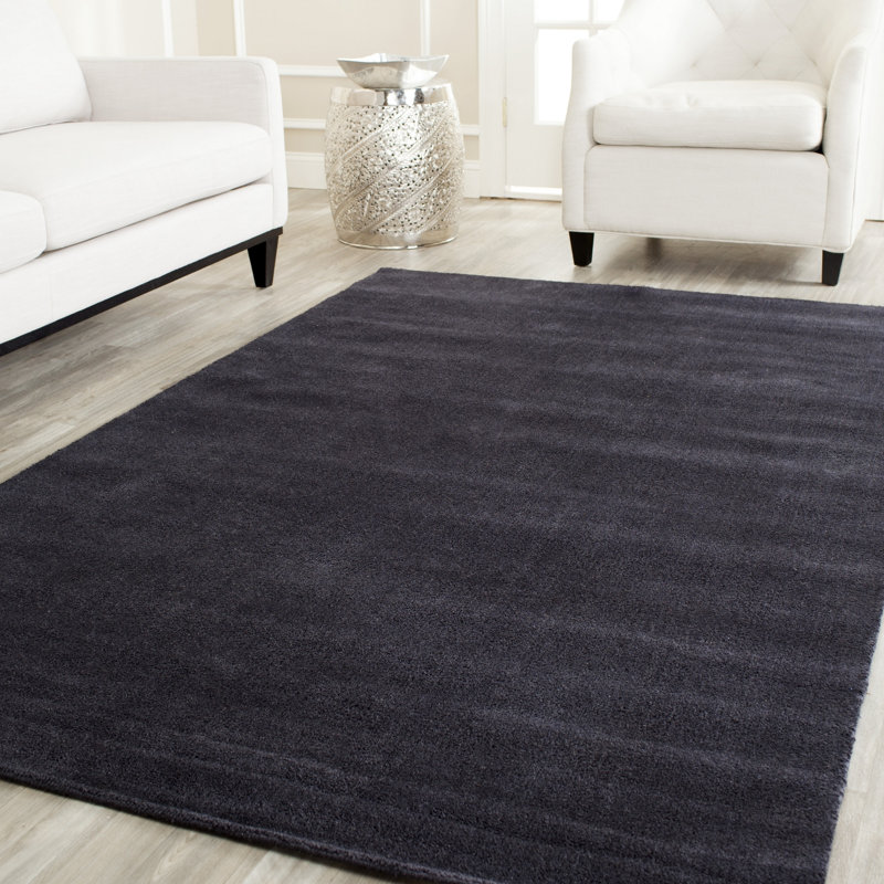 Tapis noir en laine touffeté à la main Frann, Rectangle 5 pi x 8 pi