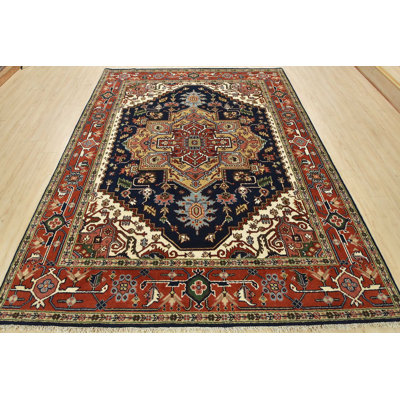 Gedral One-of-a-Kind 7'10'' X 9'11'' New Age Wool Area Rug Blue