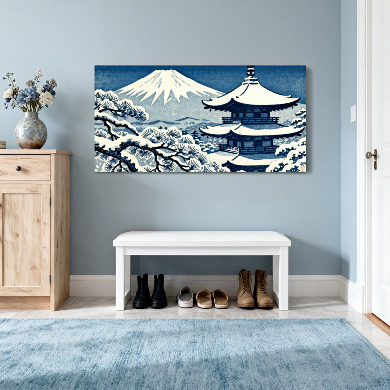 «Landscape & Nature Snowy Mountain Pagoda Pine Landscape», reproduction d'art, H 20 po x l 40 po