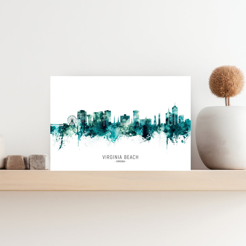 Virginia Beach Watercolor Skyline by Michael Tompsett - Wrapped Canvas Print, 45.72 cm H x 30.48 cm W