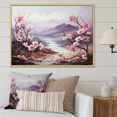 Paysage de fleurs de cerisier rose du Japon II sur toile