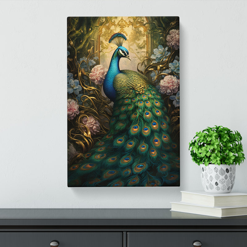 Peacock Victorian - Wrapped Canvas, 60cm H x 40cm W x 3cm D