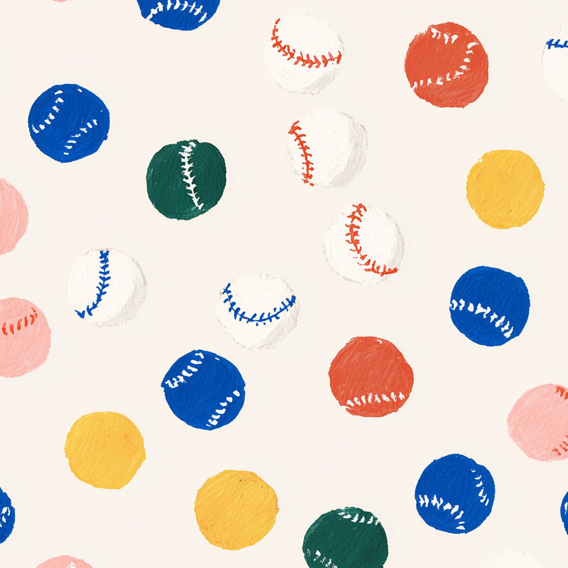 Baseball Pattern Wallpaper Playful Mural