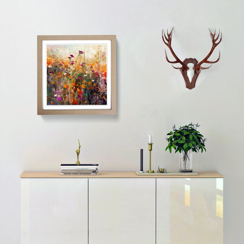 Wildflowers Glitch Art No.3 - Framed Print, Oak