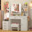 Makeup Vanity Desk with Lights and Full-Length Mirror, Vanity Table Set with 3 Lighting Modes, Dressing Table with Drawers, Large Vanity Desk for Bedroom, Outlets and Stool included-553254737