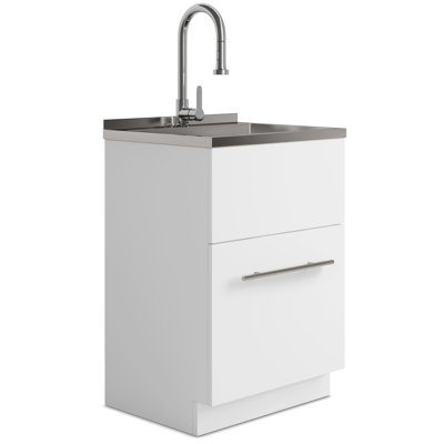Laundry Cabinet with Faucet and Stainless Steel Sink