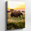 Reproduction d'art sur toile, "Une scène de coucher de soleil sereine dans une vaste savane avec deux éléphants"-1694034956
