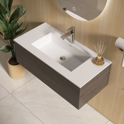 39.37'' Solid Surface Bathroom Vanity Top With Rectangle Sink