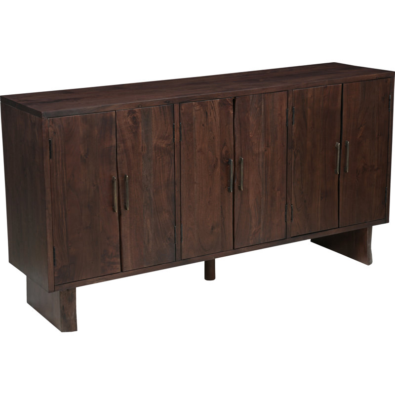 Buffet en bois massif 6 portes Live Edge, Noyer foncé