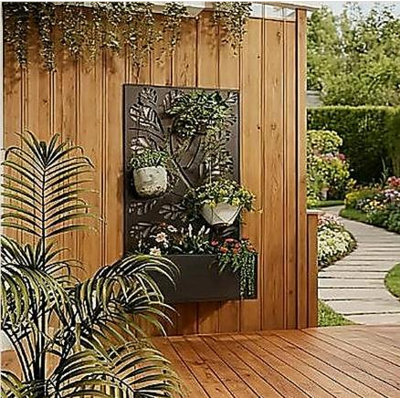 Freestanding or Wall Mounted Flower Bed, Metal Garden Bed with Trellis for Climbing Plants