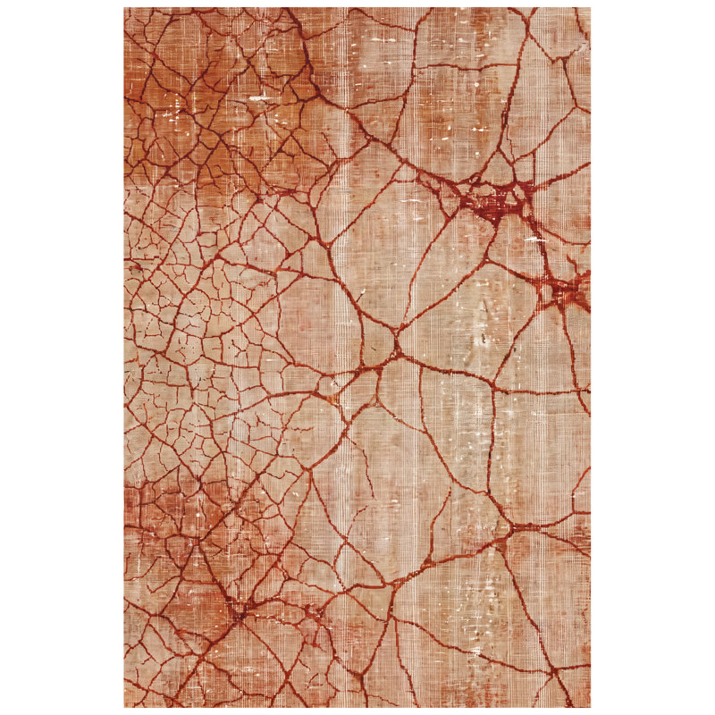 Tapis Ashcroft moderne à l'aquarelle abstraite orange, rouge et crème, lavable en machine, antidérapant, à poils courts, pour intérieur et extérieur, adapté aux animaux domestiques, idéal pour le salon, la chambre, la salle à manger, l'entrée, le corridor ou le bureau.