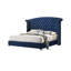 Ensemble de chambre pour très grand lit, tapissier, bleu, chrome, 3 pièces avec 2 tables de chevet-137443364