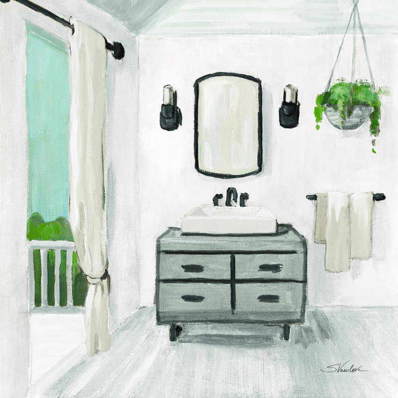 " Attic Bathroom I " by Silvia Vassileva Painting Print, 30" H x 30" W