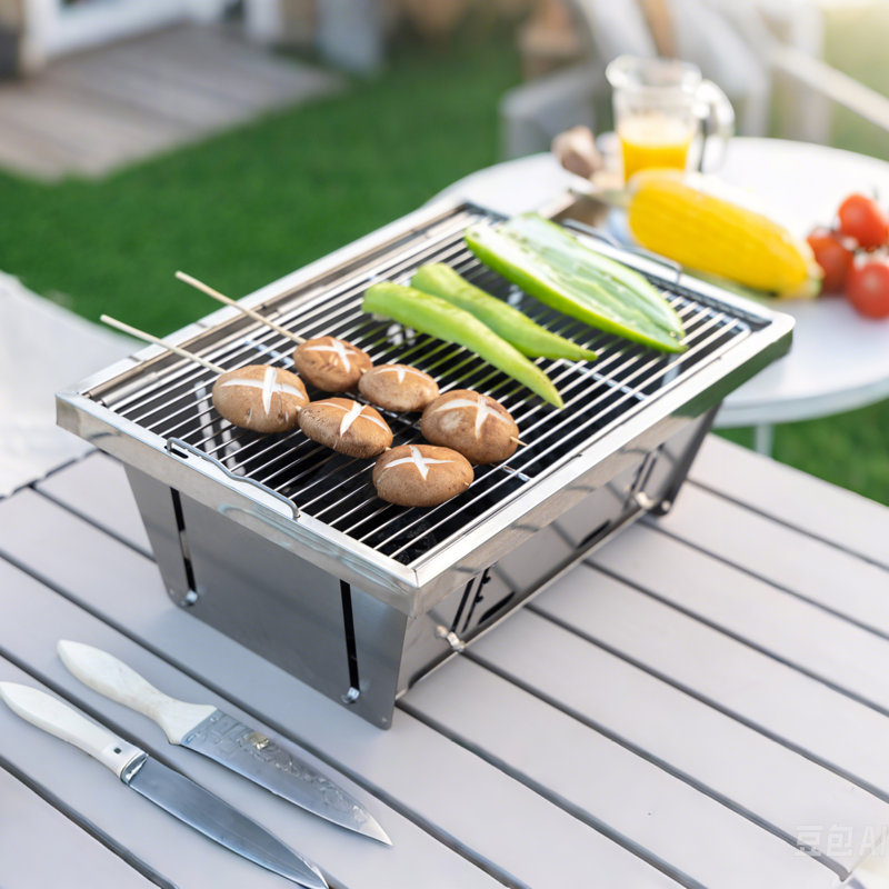 14"W x 6" H Outdoor Camping Portable Stainless BBQ Grill and Small Folding Charcoal Fire Pit