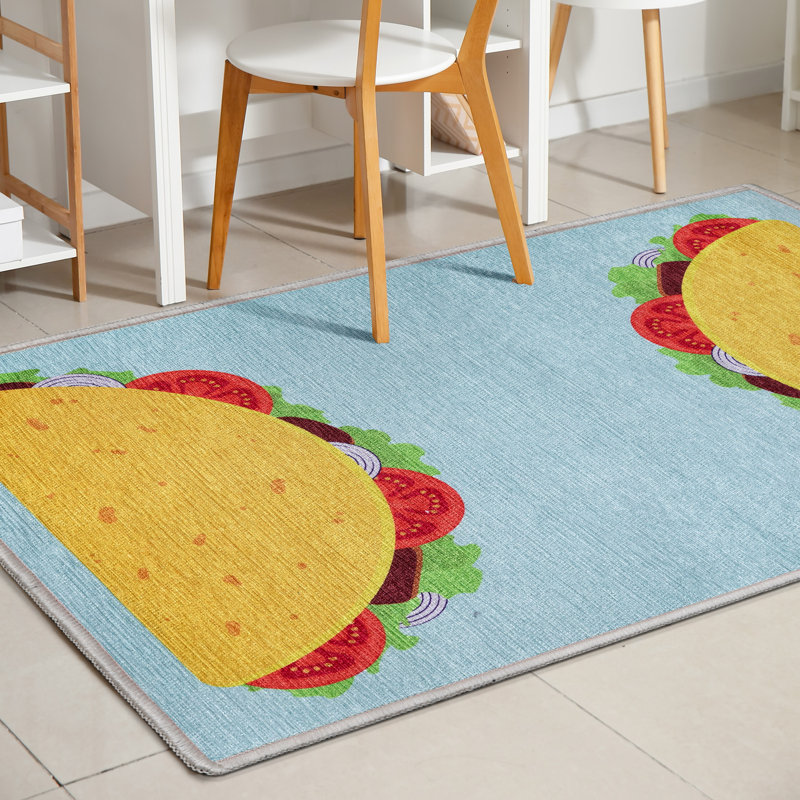 Tapis bleu Kehr Taco Novelty, Rectangle 3 pi 3 po x 5 pi