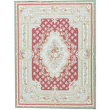 Hand-Knotted High-Quality Ivory and Red Area Rug
