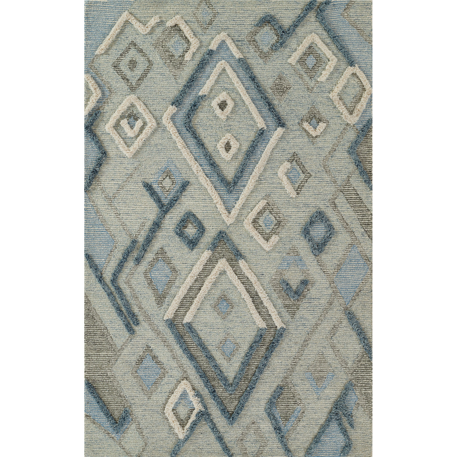 Cheryl Handmade Wool Blue/Gray/Beige Rug, Rectangle 8' x 10'