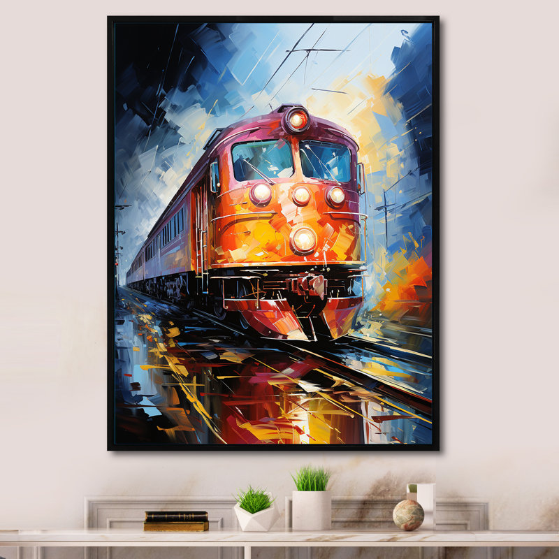 «Abstract Train Vibrant Motion II», reproduction sur toile, H 44 po x l 34 po x P 1,5 po, Cadre flottant noir