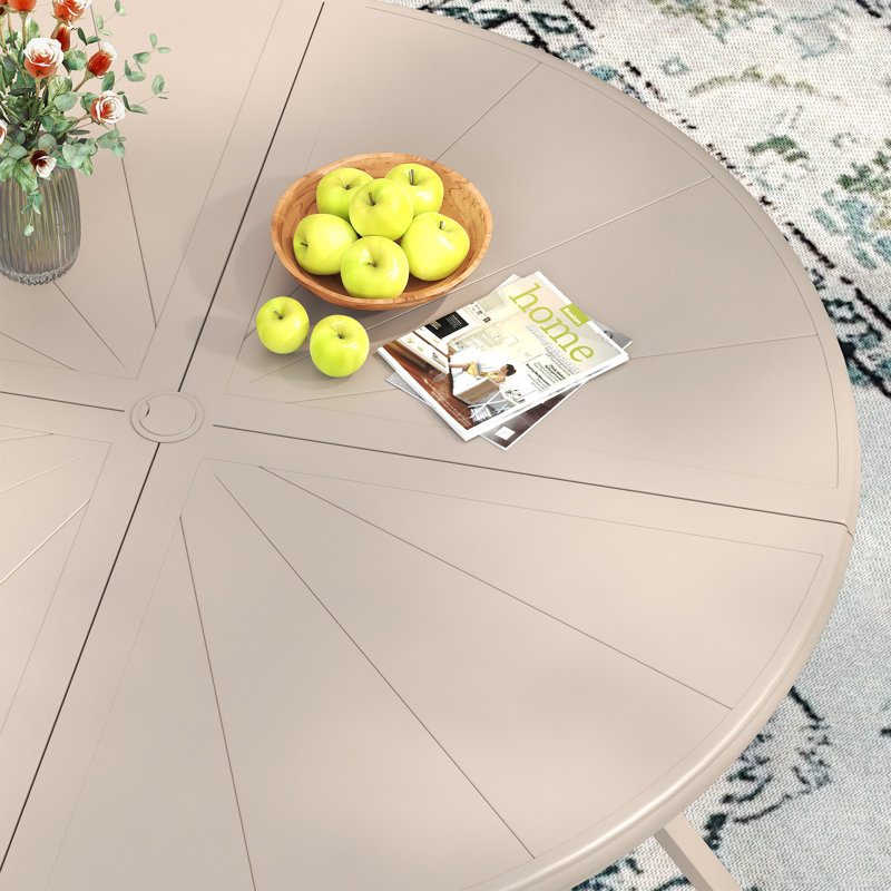 4-Person Aluminum Round Patio Dining Table, Sandshell, 28" H x 53.1" L x 53.1" W