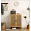 Armoire à chaussures à double porte en maille de rotin avec grand espace de rangement