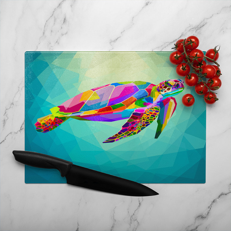 geometric water ocean Designer Glass Chopping Board