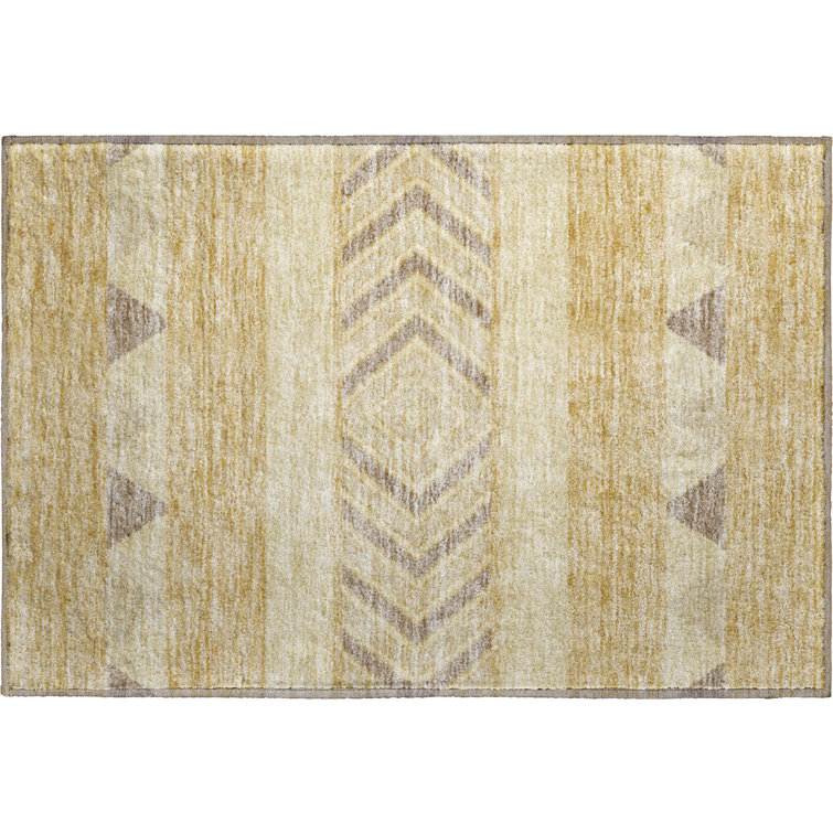 Premium Machine Washable Prisco Gold Rug