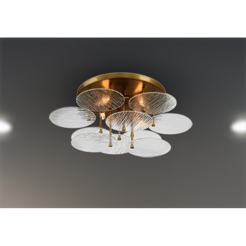 Amata Soft Brass With Clear Semi Flush Mount Light