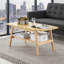 Table basse en bois massif à 2 niveaux avec tablette de rangement, table de salle à manger rectangulaire