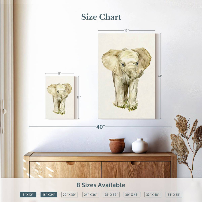 Brampt Baby Elephant I, 12" H x 8" W