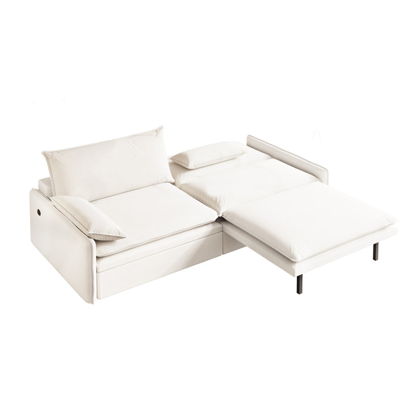 Canapé-lit convertible 4 places avec chargement et rangement USB - Canapé moderne en chenille avec siège profond et lit escamotable