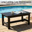 Table basse d'extérieur en PEHD, table basse rectangulaire de patio, table basse toutes saisons pour balcon, bord de piscine, terrasse, jardin, noir-173665491