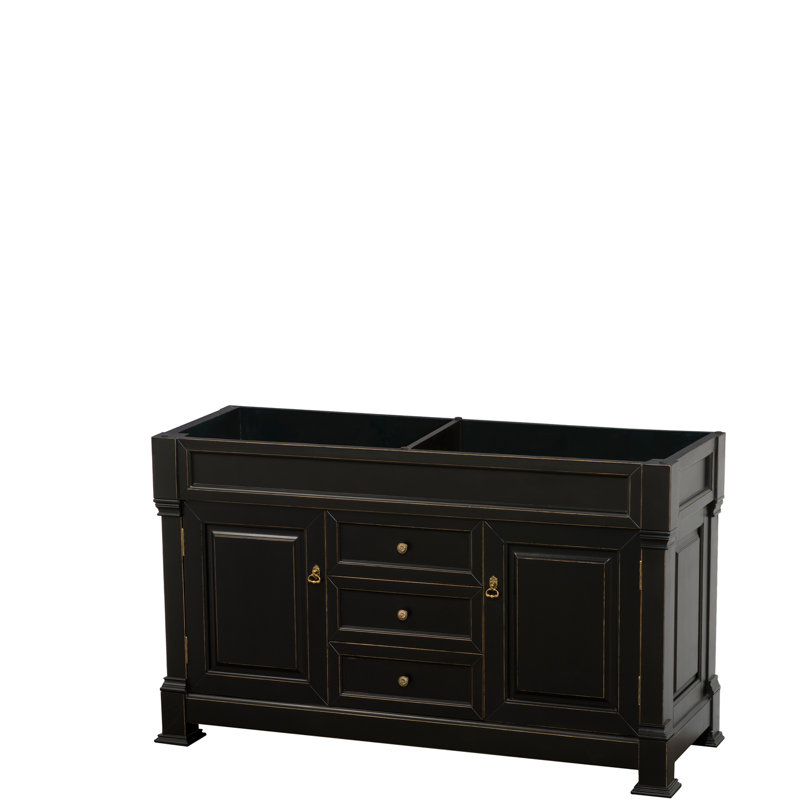 Andover 60'' W Double Vanity, Black, Imperial Brown Granite