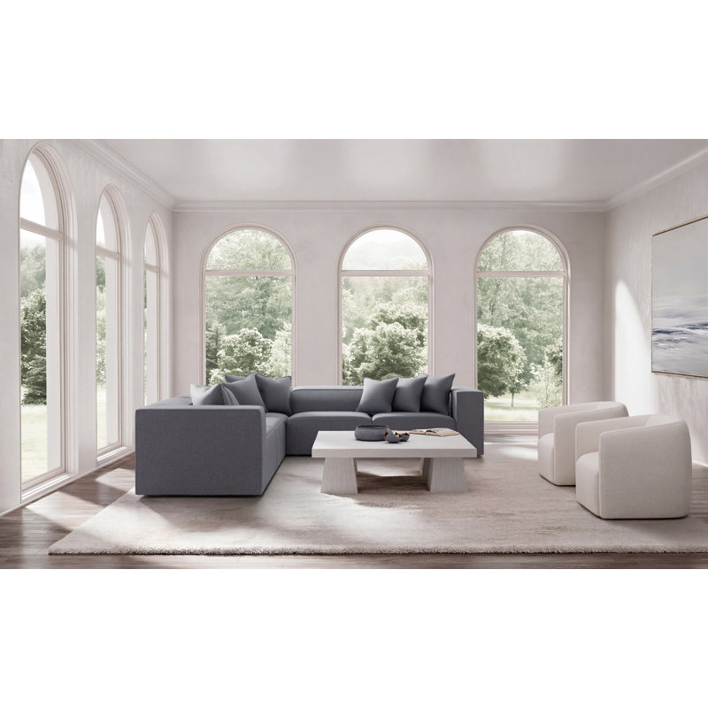 Bernhardt Bliss 3-Piece Fabric Sectional, 28" H x 123.5" W x 123.5" D, Teal Polyester