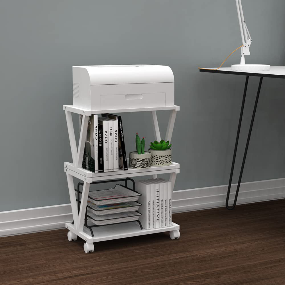 Bassetts Retro Desktop Printer Stand 2 Double Tiers Wood Printer Shelf ...