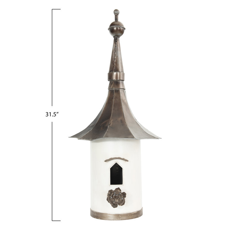 Secret Garden Free Standing Bird House, Off-White
