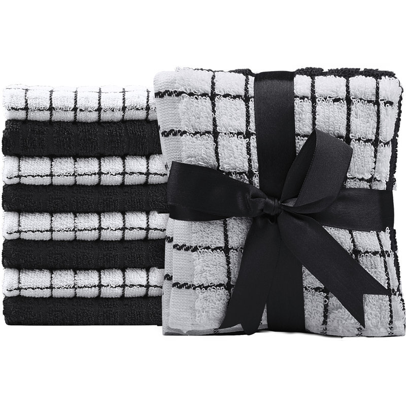 100% Cotton Washcloth, Black/White