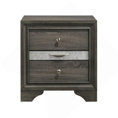 Grey 3-Drawer Nightstand