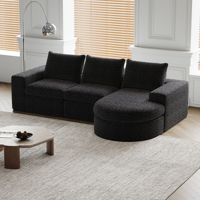 Canapé modulaire Chenille, Chenille noir