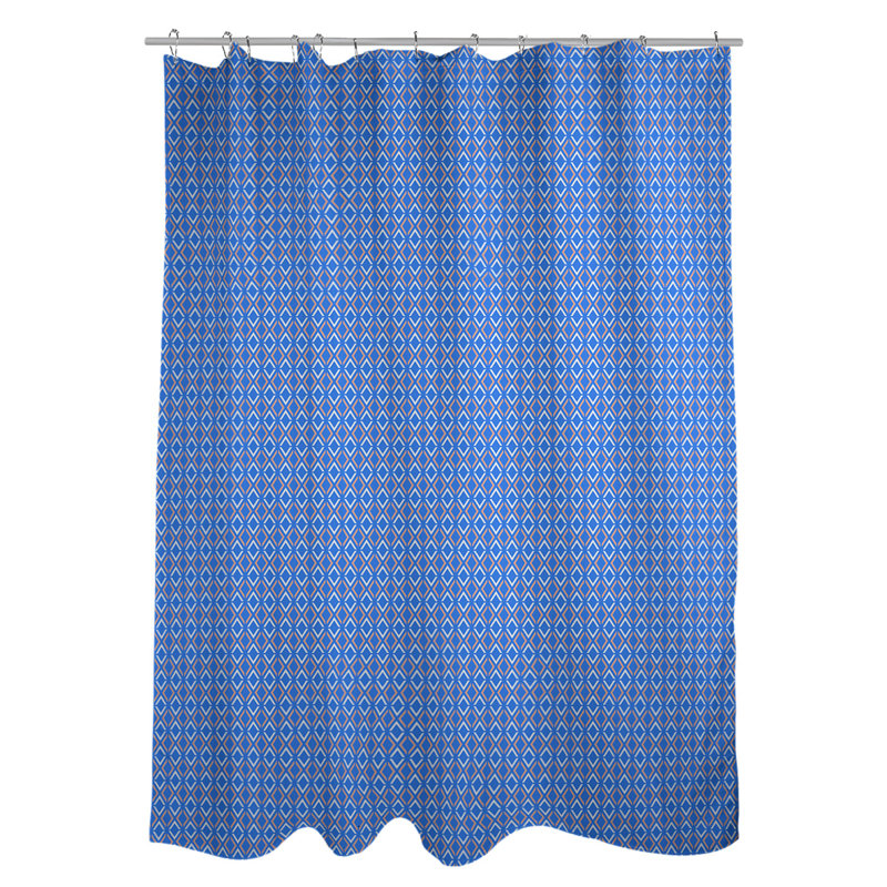 Rideau double double géométrique, Blue/Orange Geometric II